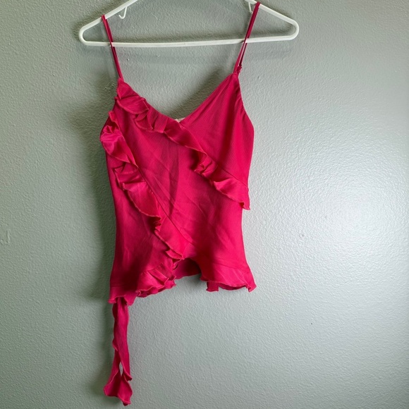 AFRM Elegant Pink Ruffle Wrap Top Tank Summer Size Small - Picture 1 of 8